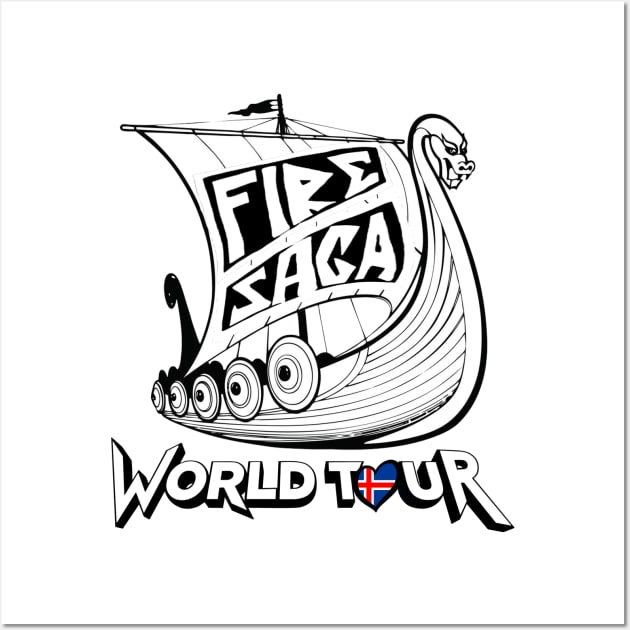 Fire Saga World Tour T-Shirt - White Wall Art by BPtheMaker